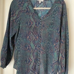 Joie Blue and Green Snakeskin Blouse